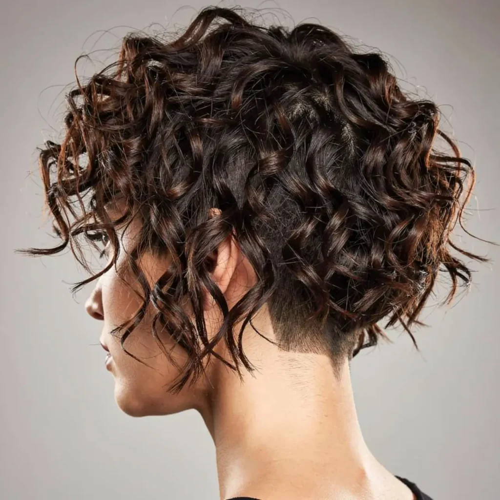 19. Curly-Coily Shag Bob with Undercut Layers