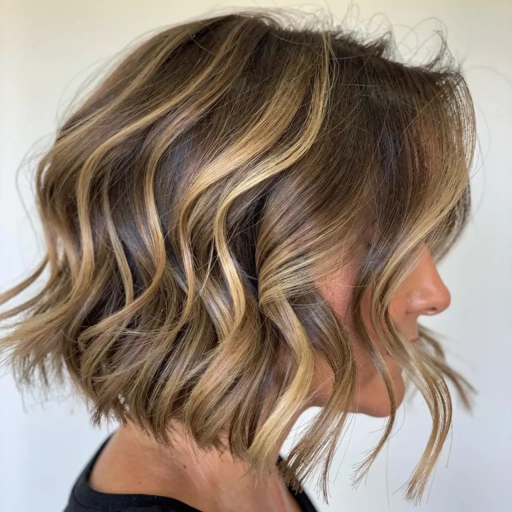 19. Layered Bob with Beachy Texture