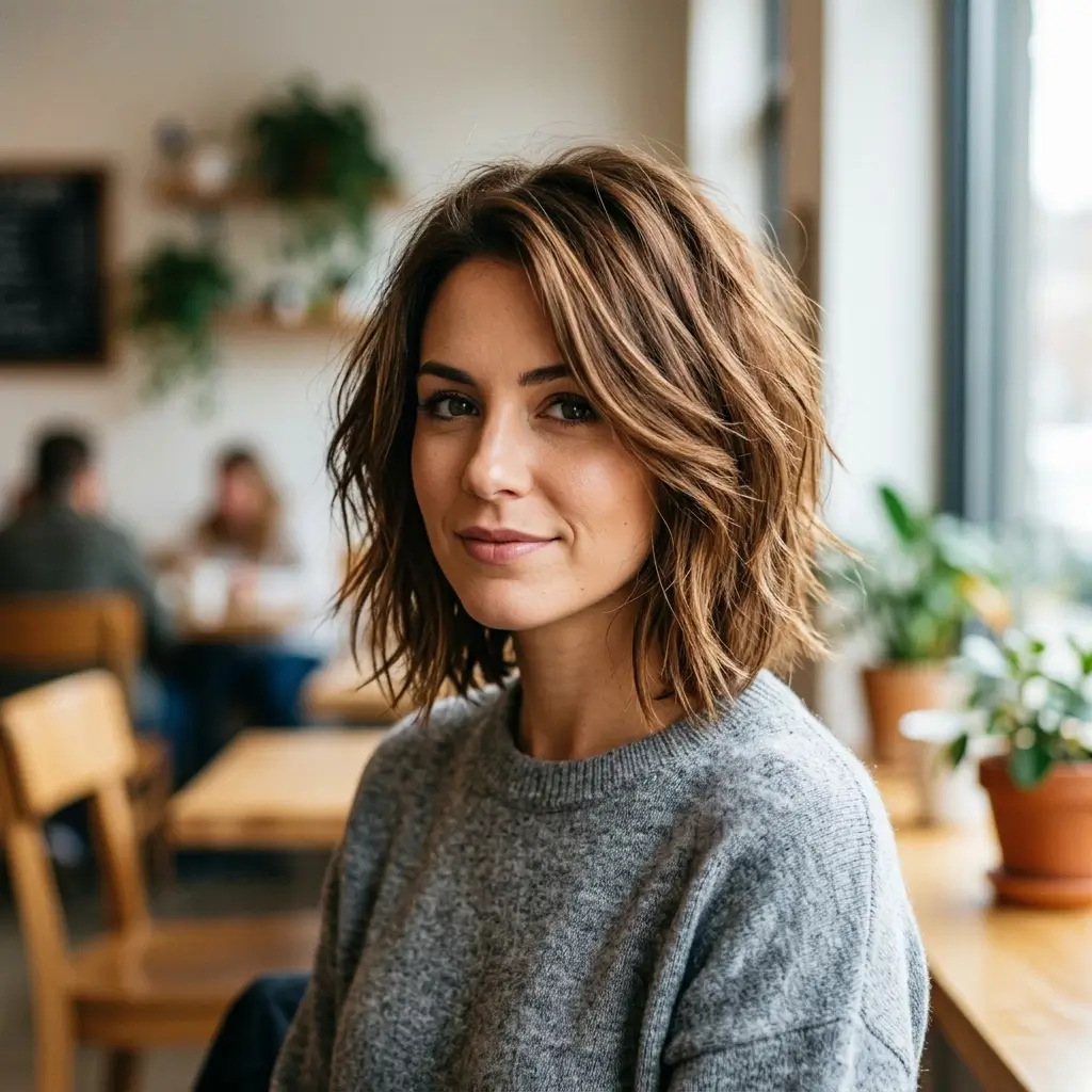 2. Shoulder-Length Layered Bob