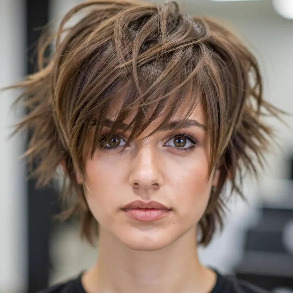 4. Shaggy Choppy Cut with Curtain Layers