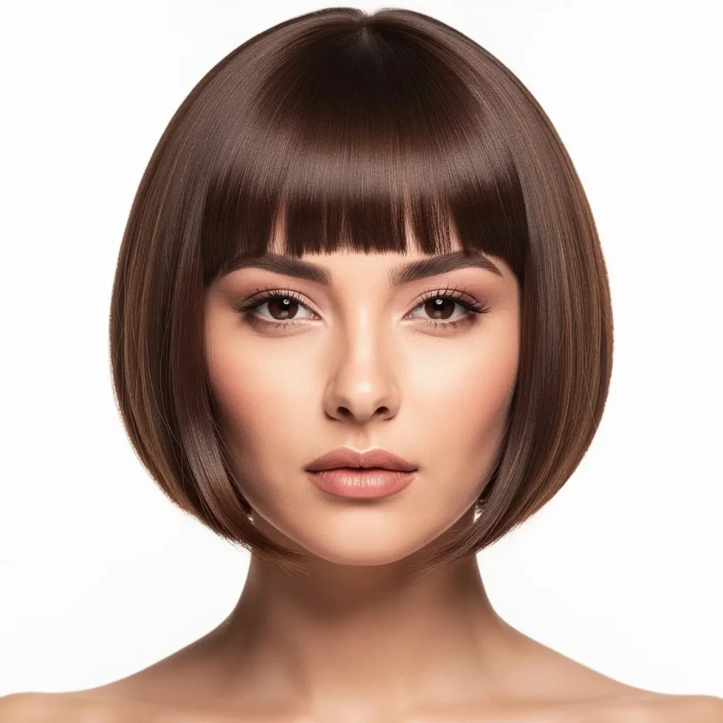 9. Layered Bob with Micro-Bangs