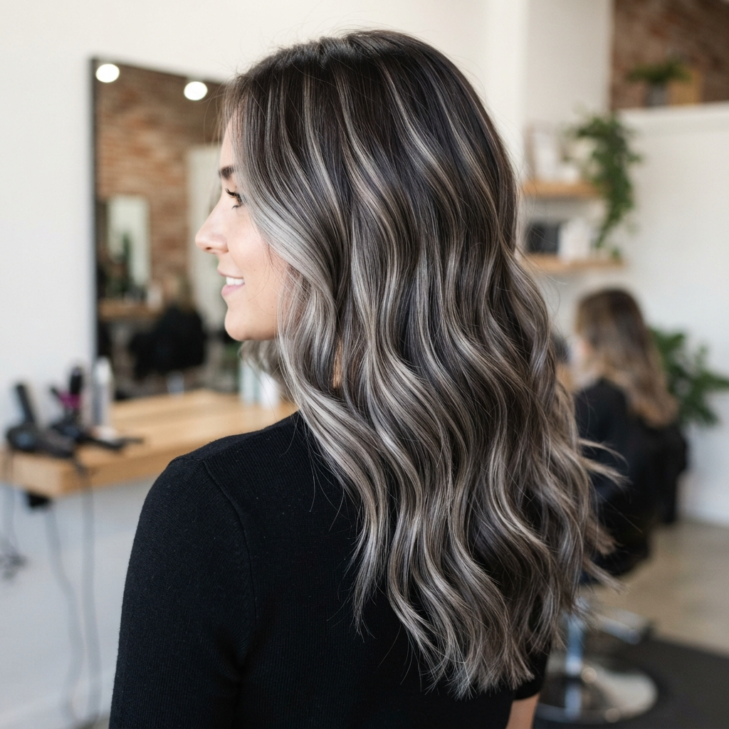 Ash Blonde Highlights on Dark Brown Hair