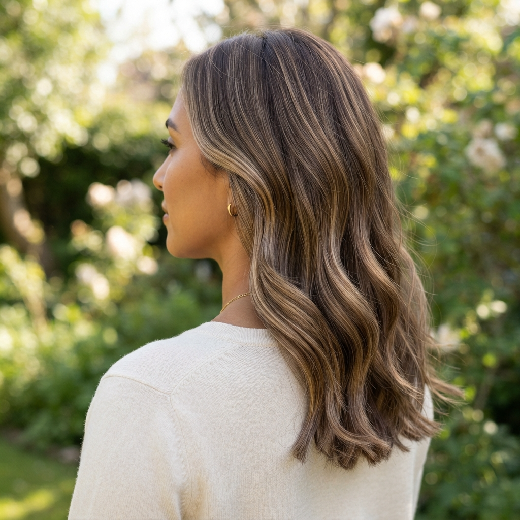 Beige Blonde Highlights on Medium Brown Hair