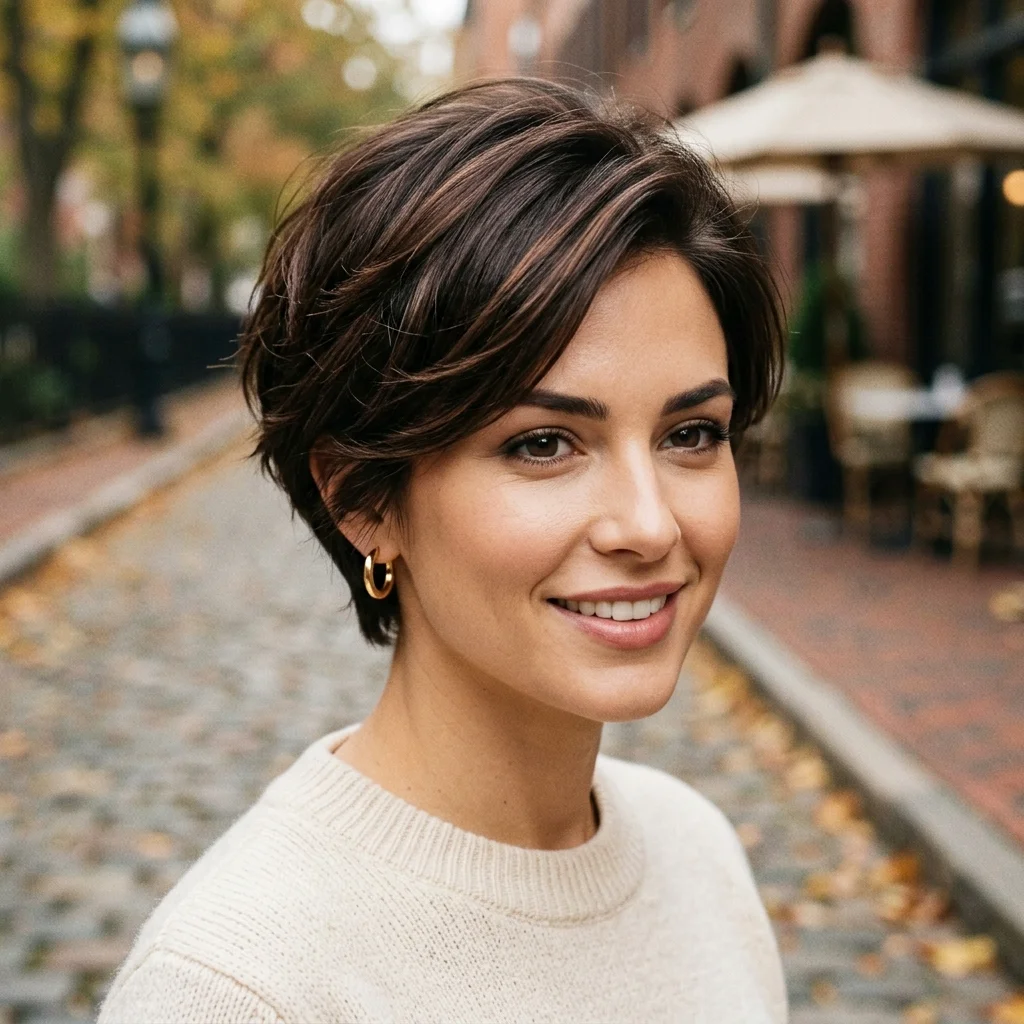 Brunette Cropped Hair
