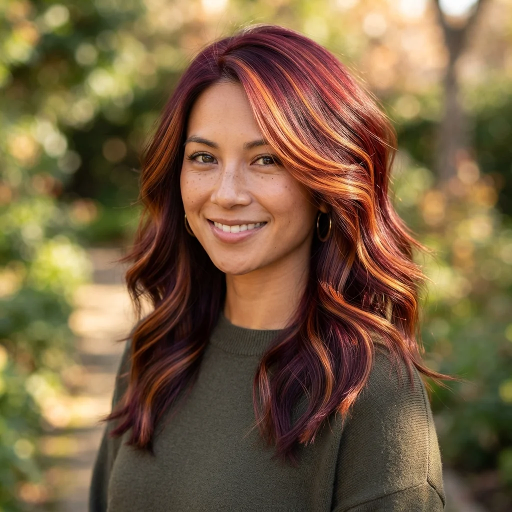 Burgundy Hair with Copper Accents