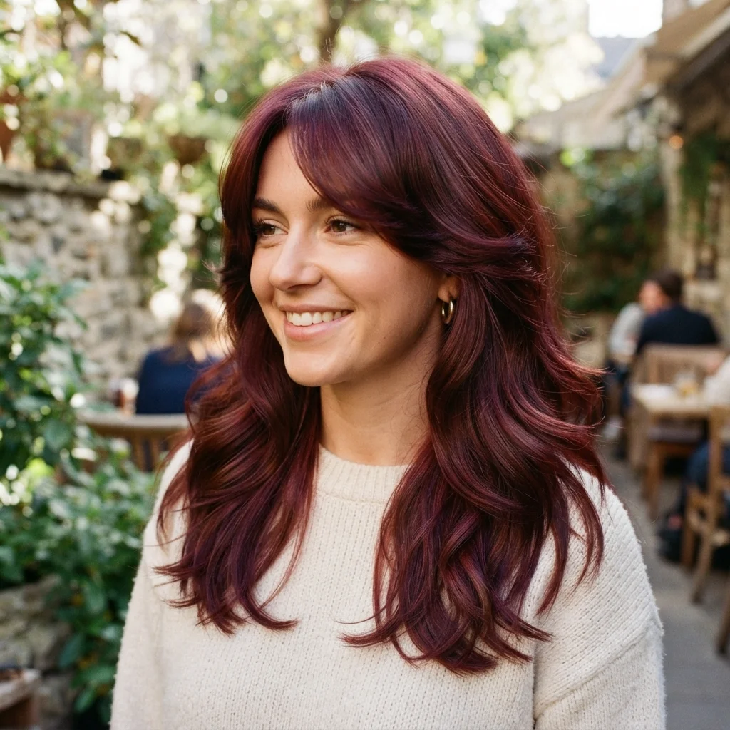 Burgundy Hair with Soft Layers