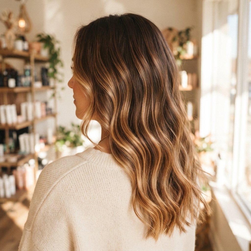 Caramel Blonde Balayage on Brown Hair