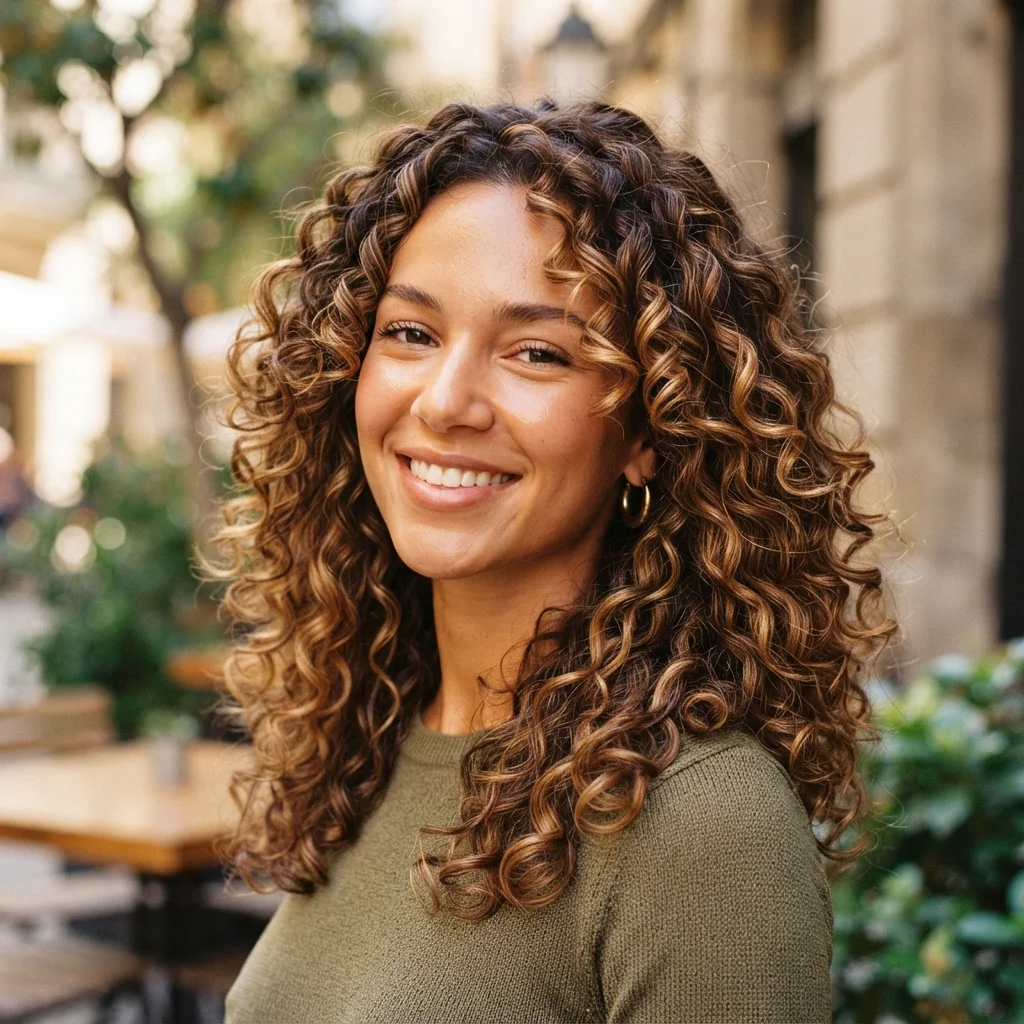 Caramel Highlights for Curly Brown Hair