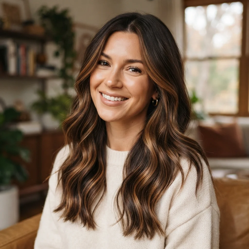 Chocolate Brown Hair with Caramel Highlights