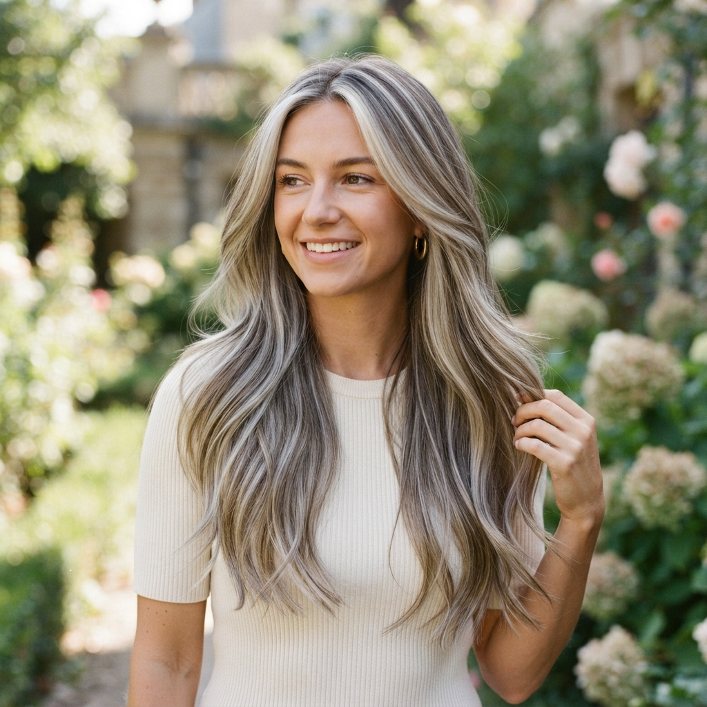 Cool Blonde Highlights with Long Layers