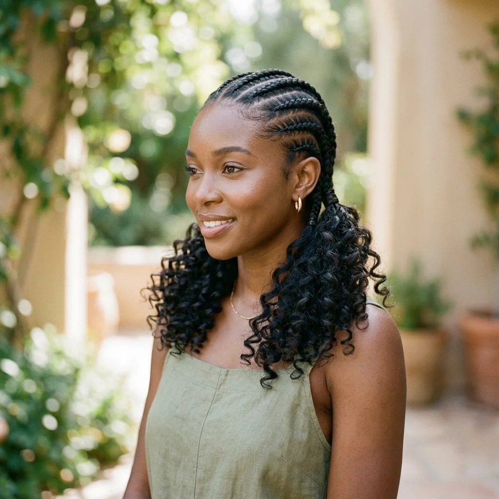 Cornrows with Curly Ends