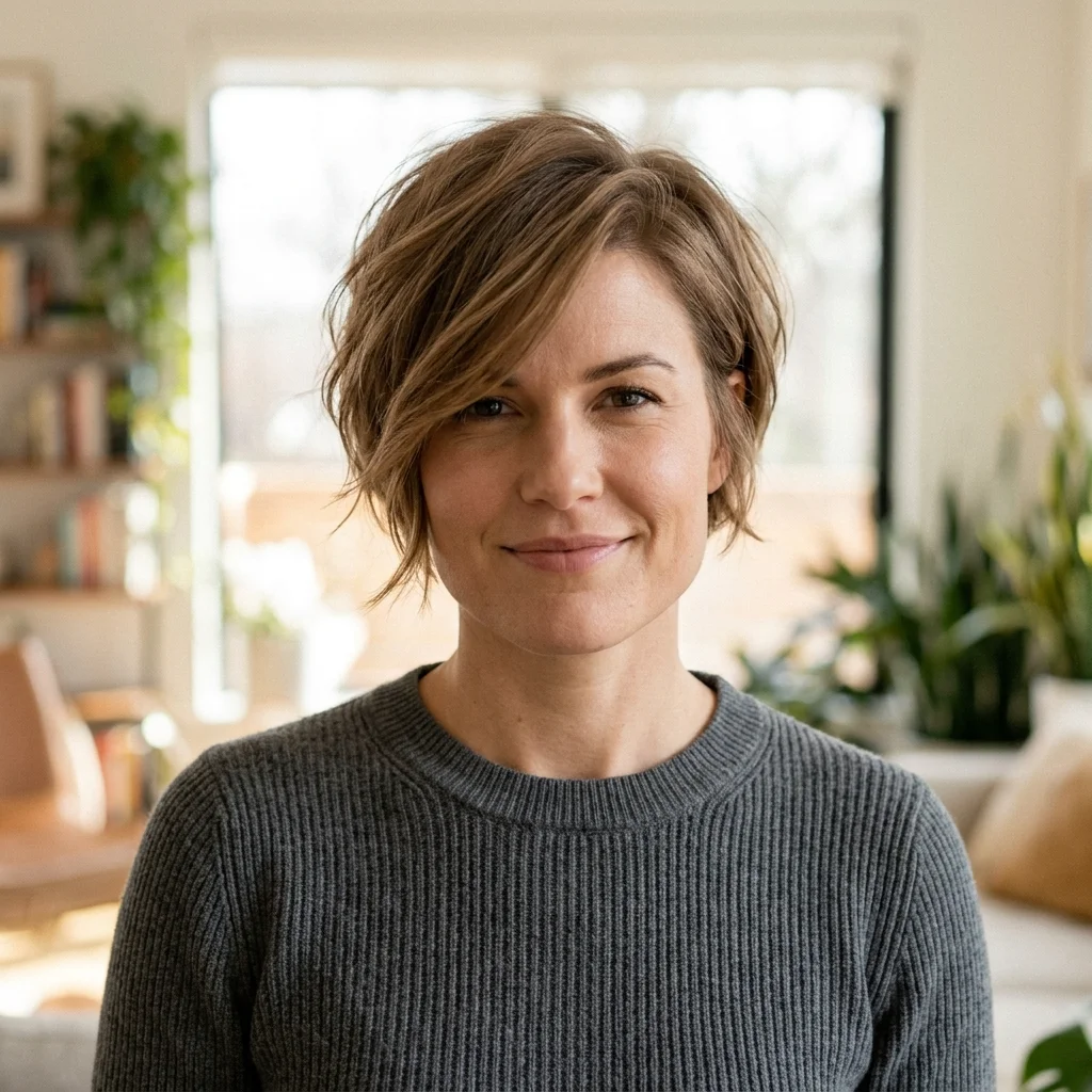 Cropped Hair for Square Faces