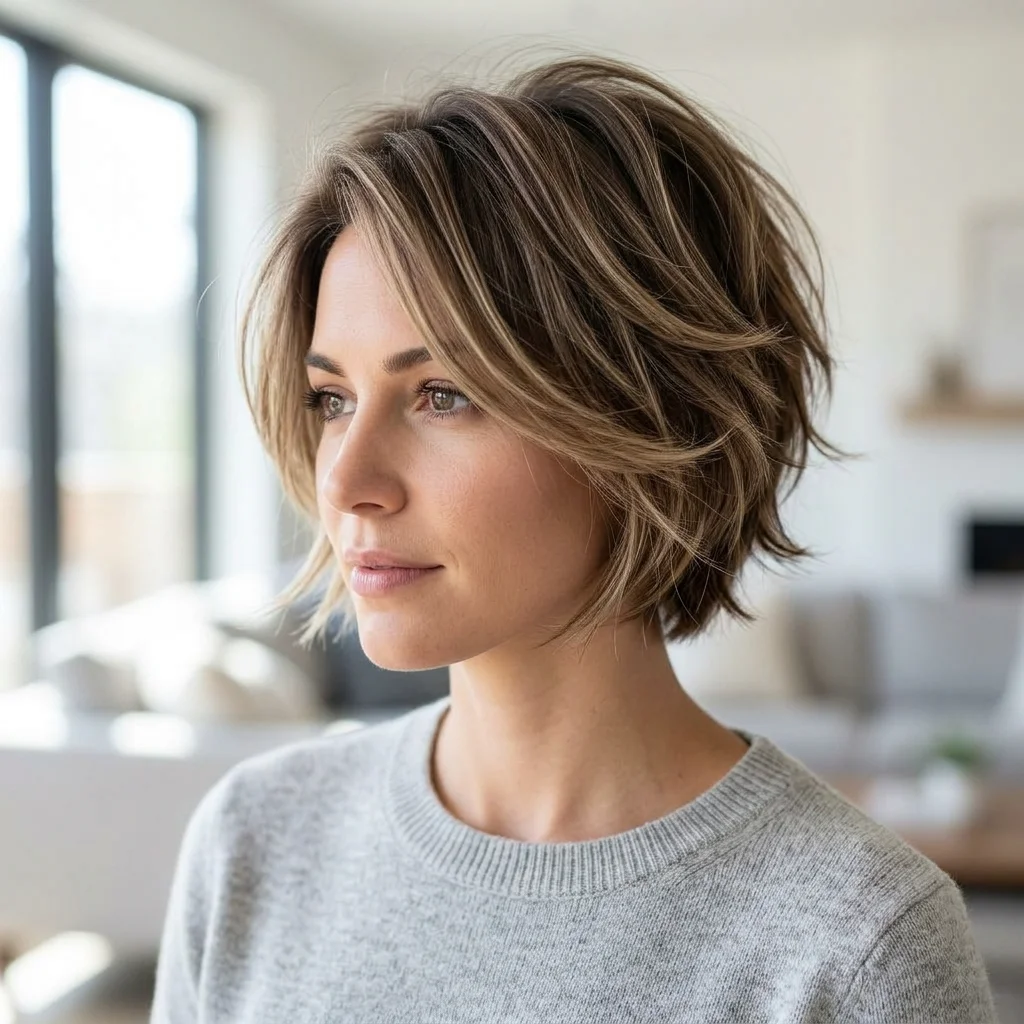 Cropped Hair with Feathered Layers