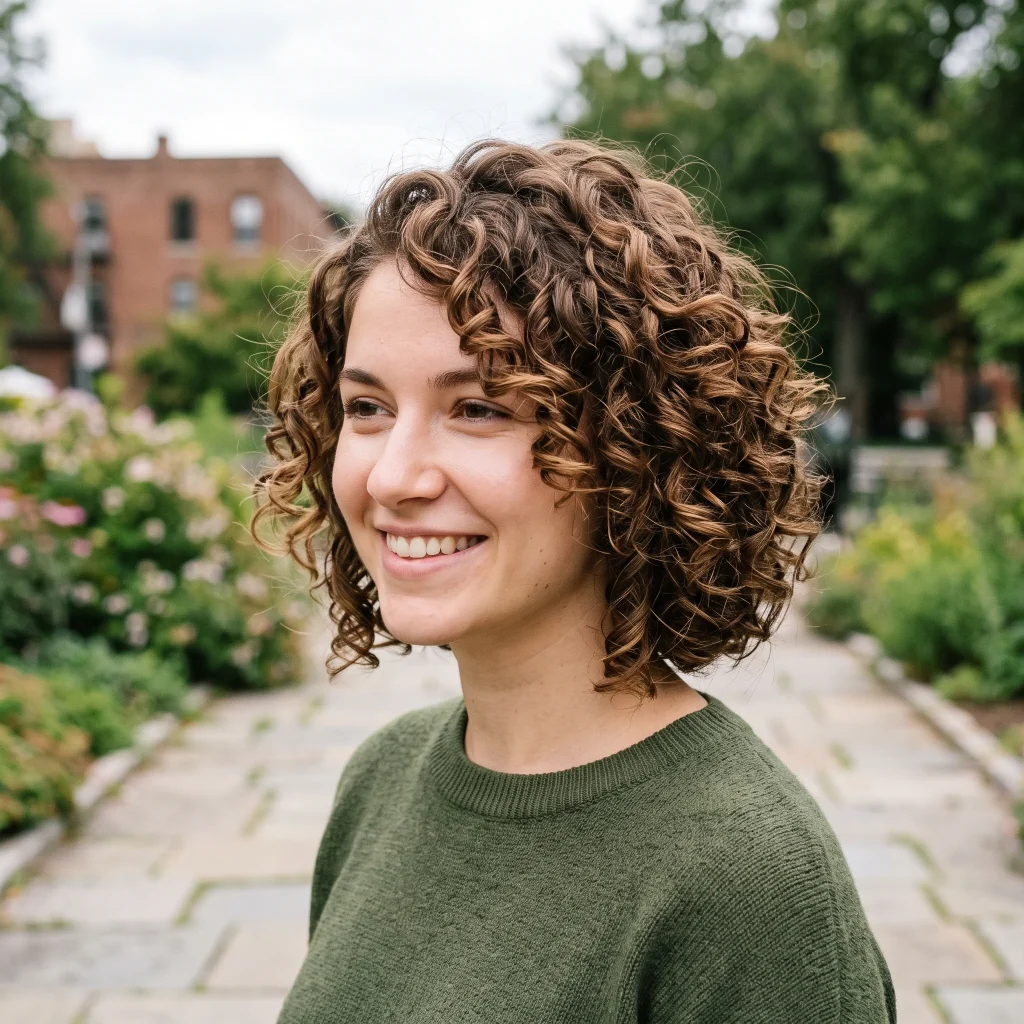 Curly Chin-Length Haircut