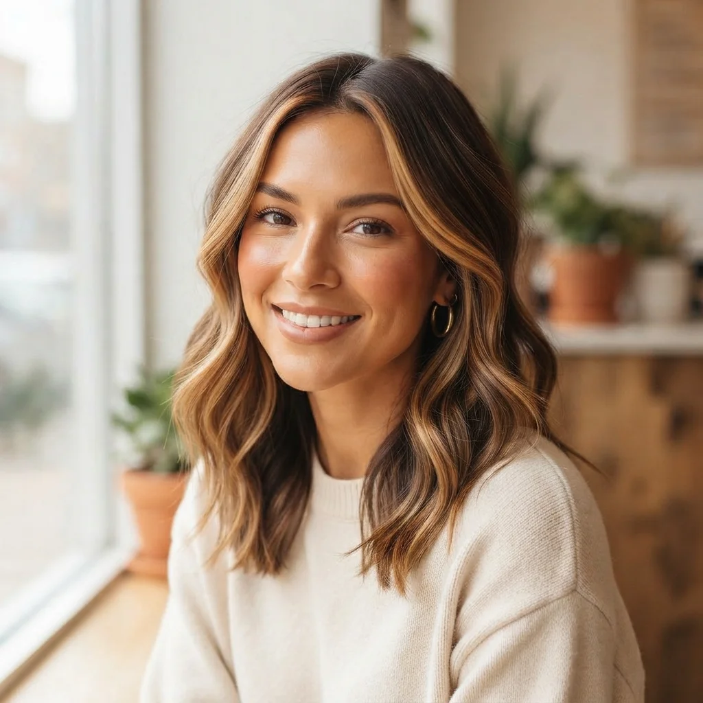 Face-Framing Caramel Highlights
