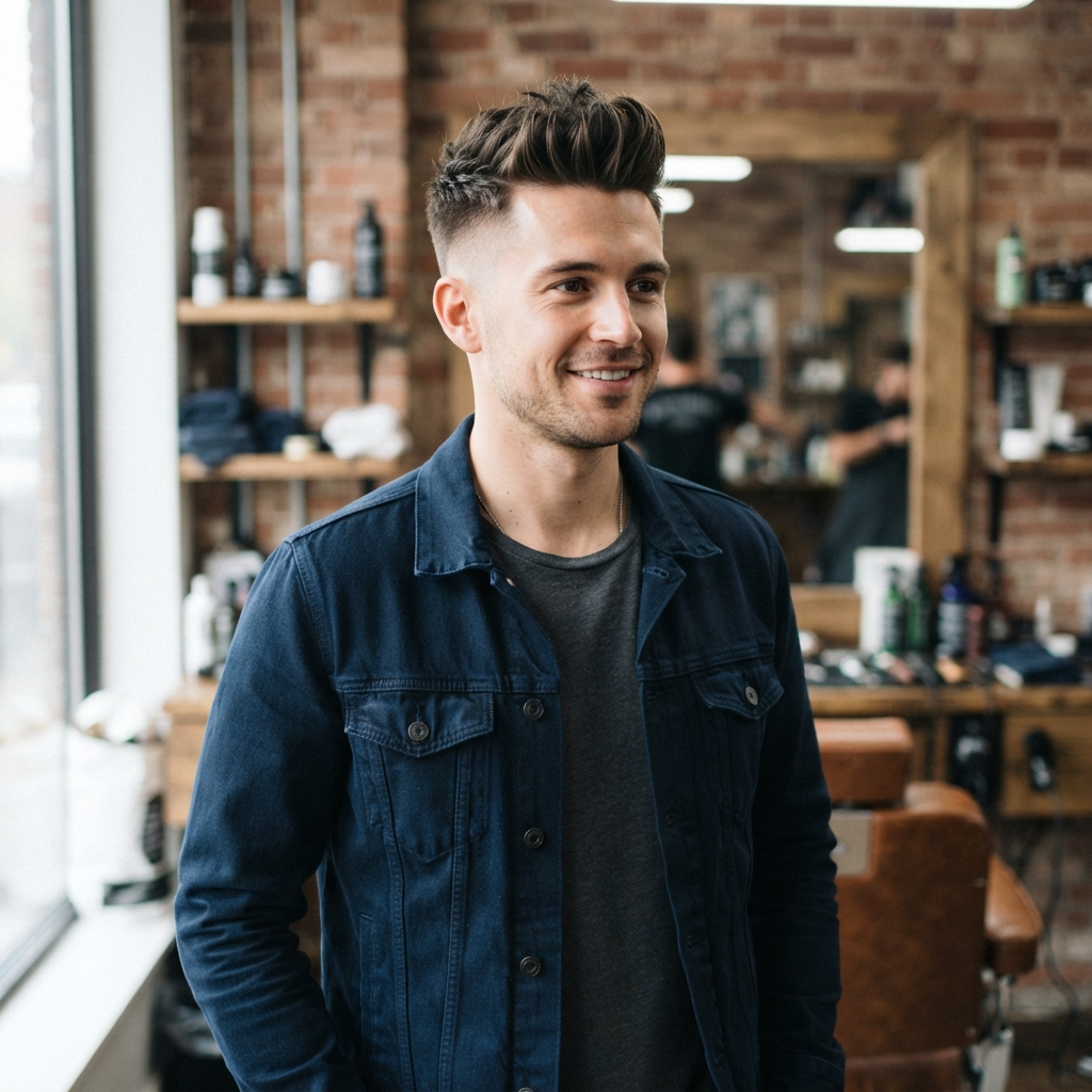 Fade Haircut with Faux Hawk