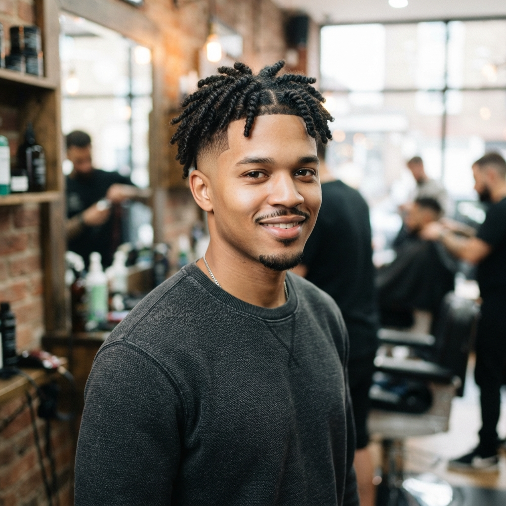 Fade Haircut with Sponge Twists
