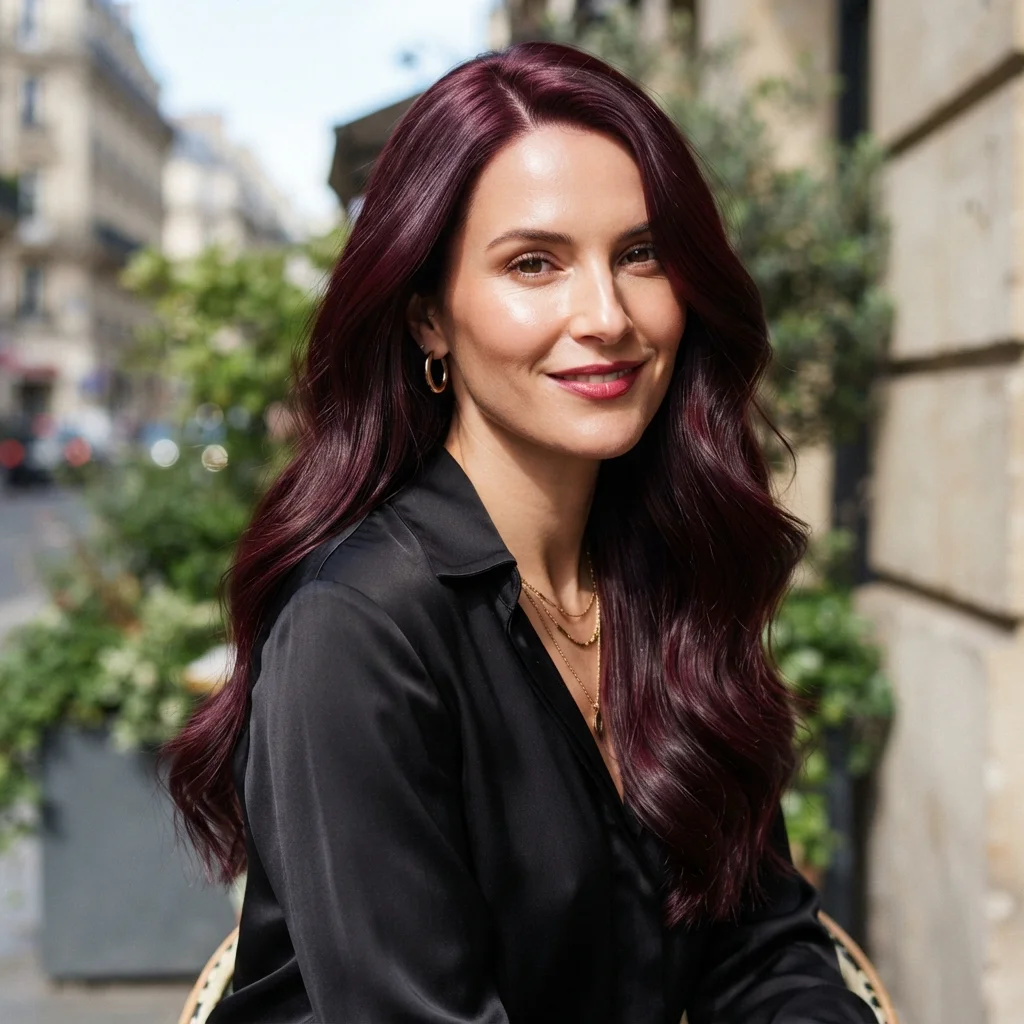 Glossy Wine Burgundy Hair
