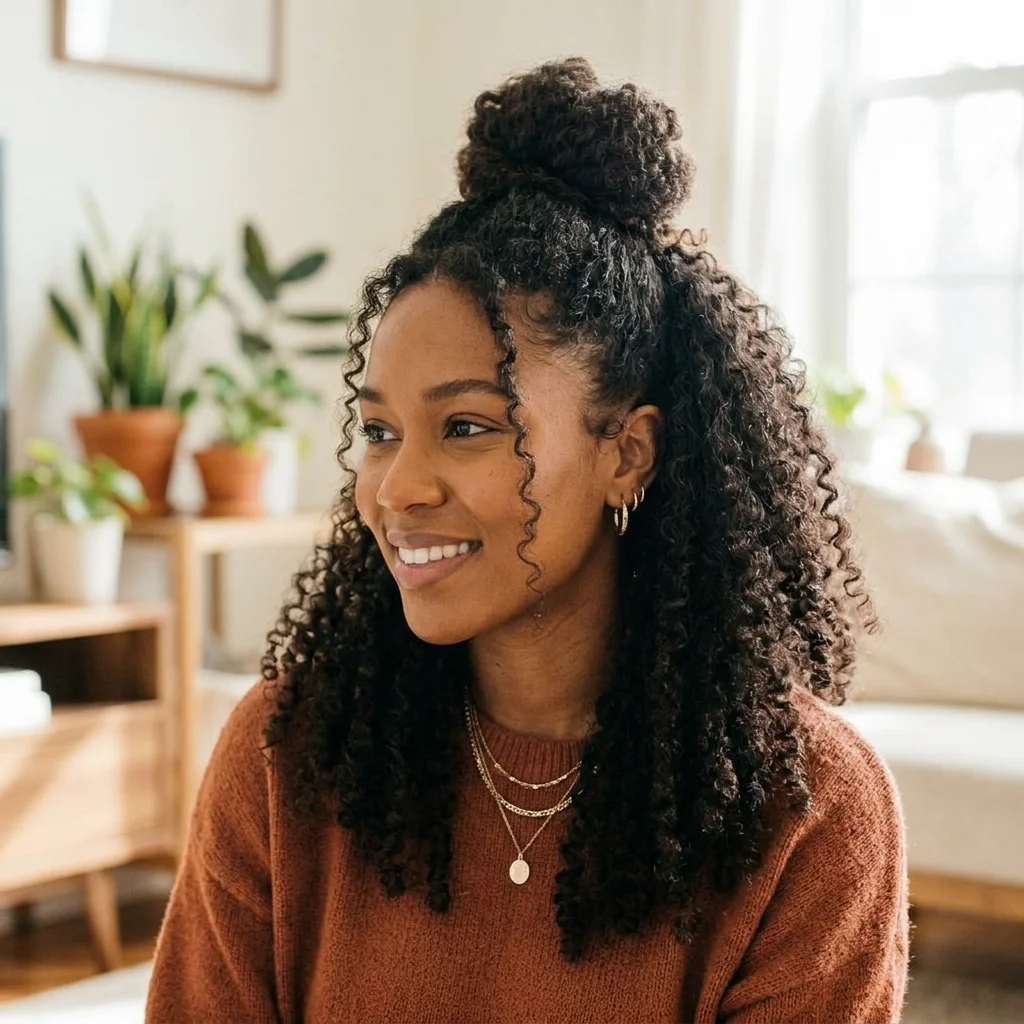 Half-Up Half-Down Natural Style
