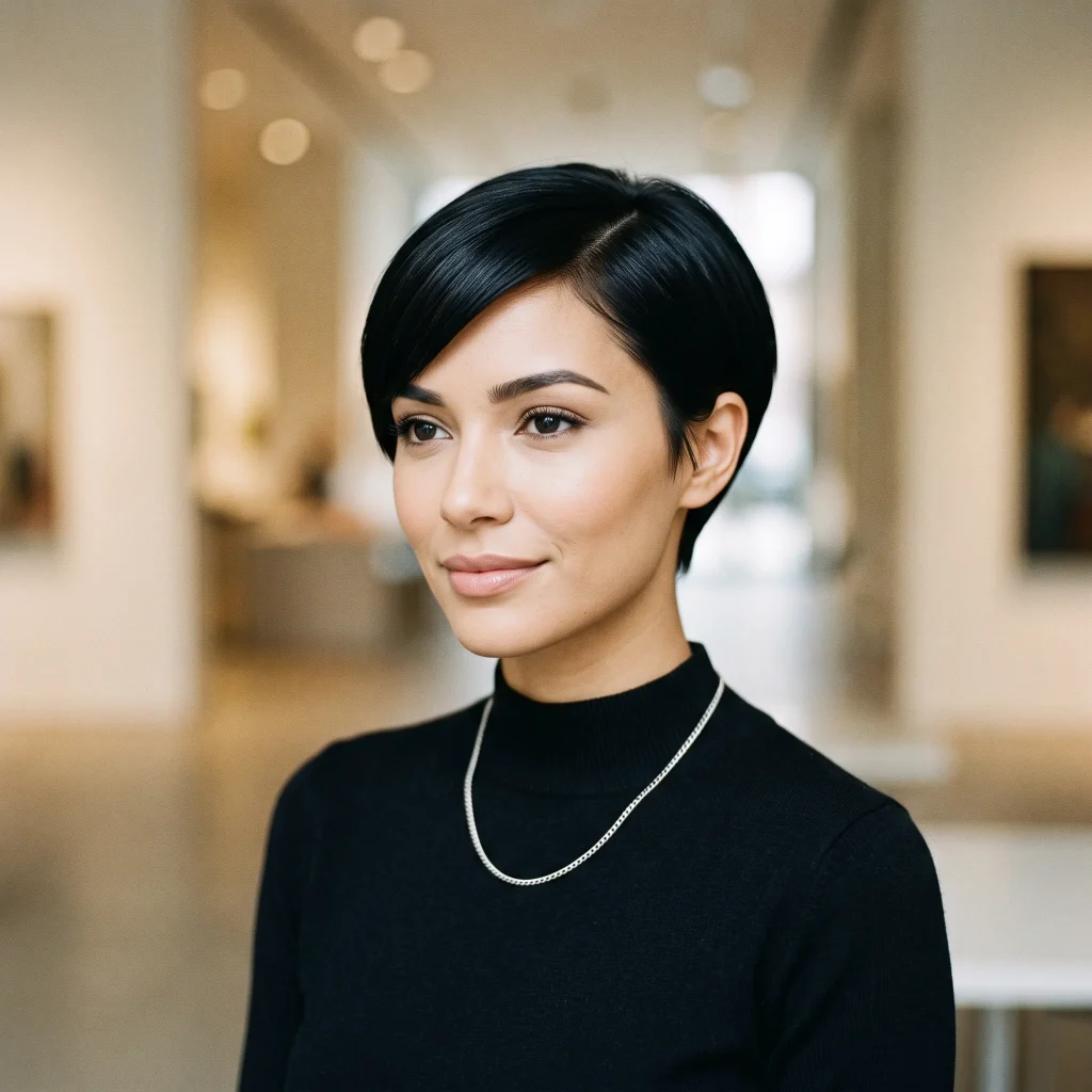 Jet Black Sleek Pixie
