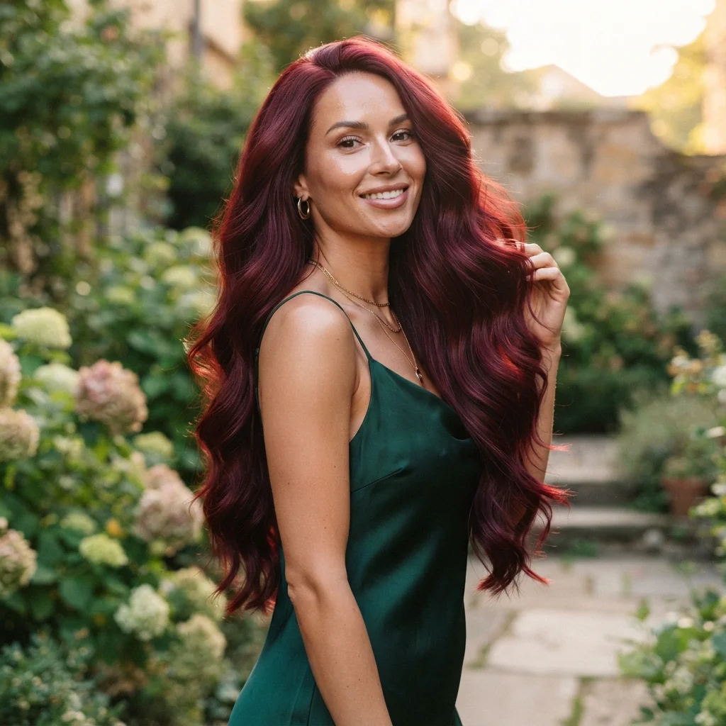 Long Burgundy Waves