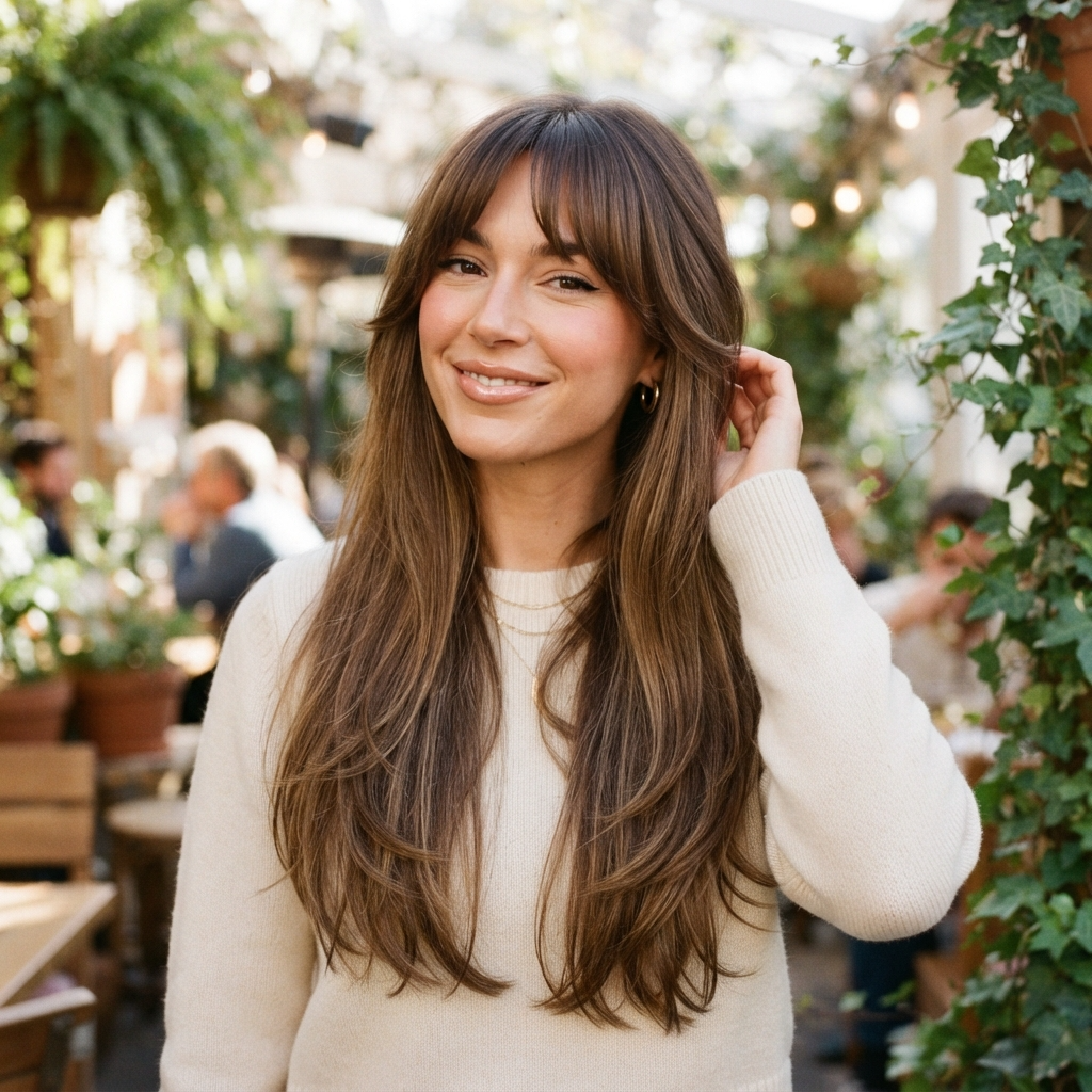 Long Hair With Bottleneck Bangs