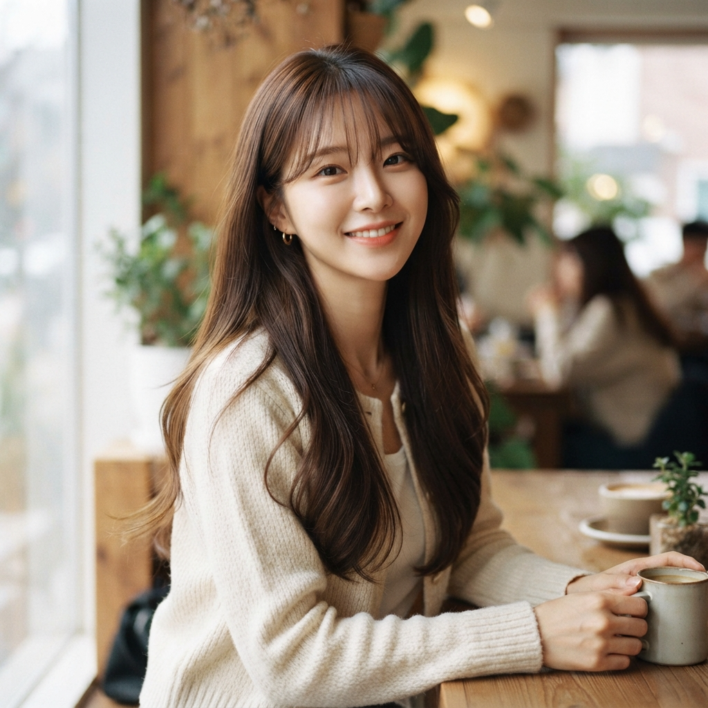 Long Hair With Korean See-Through Bangs