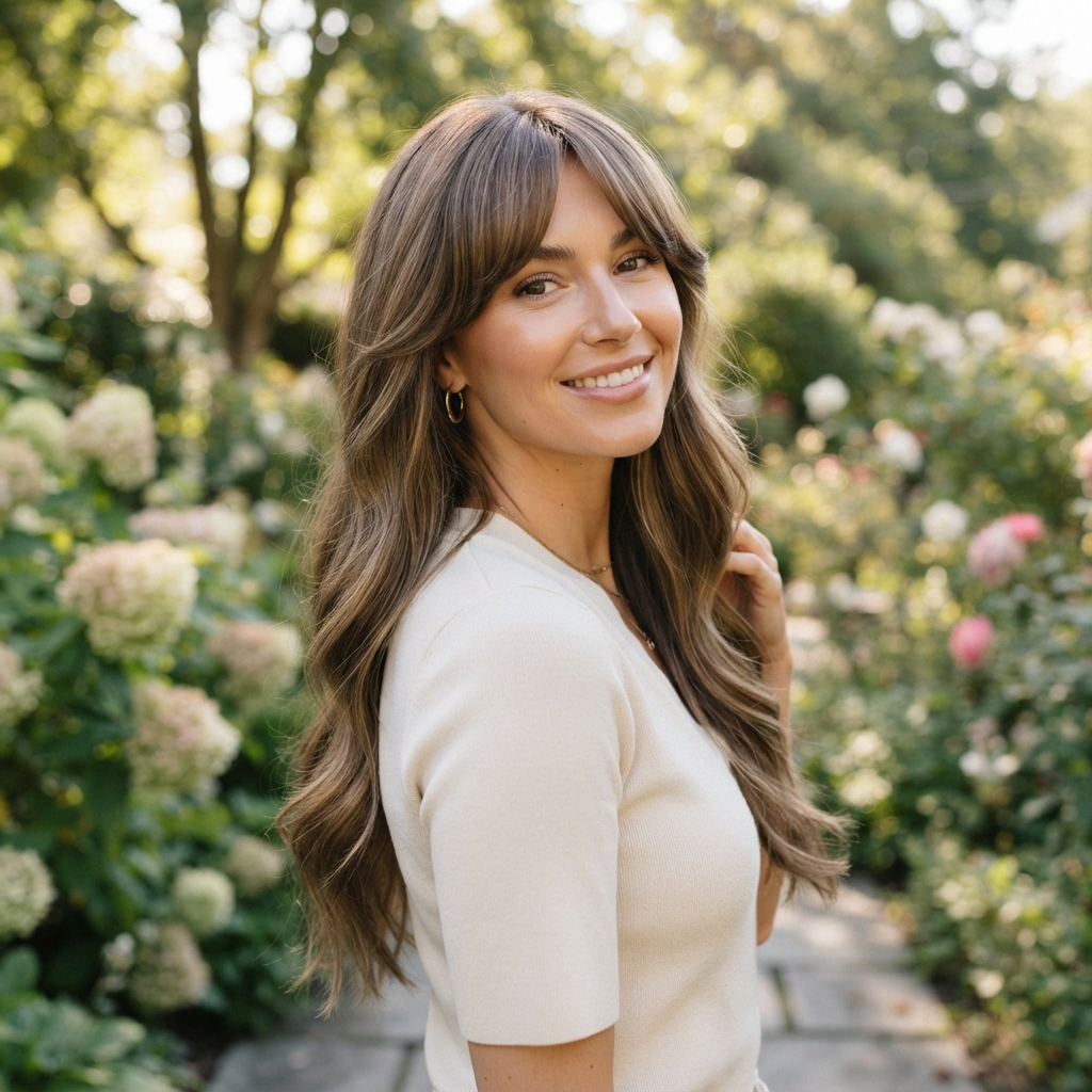 Long Hair With Side-Swept Bangs