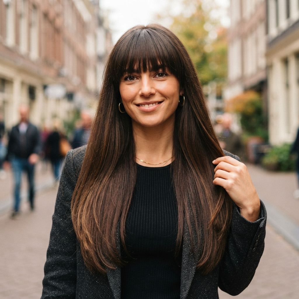 Long Hair With Thick Full Bangs