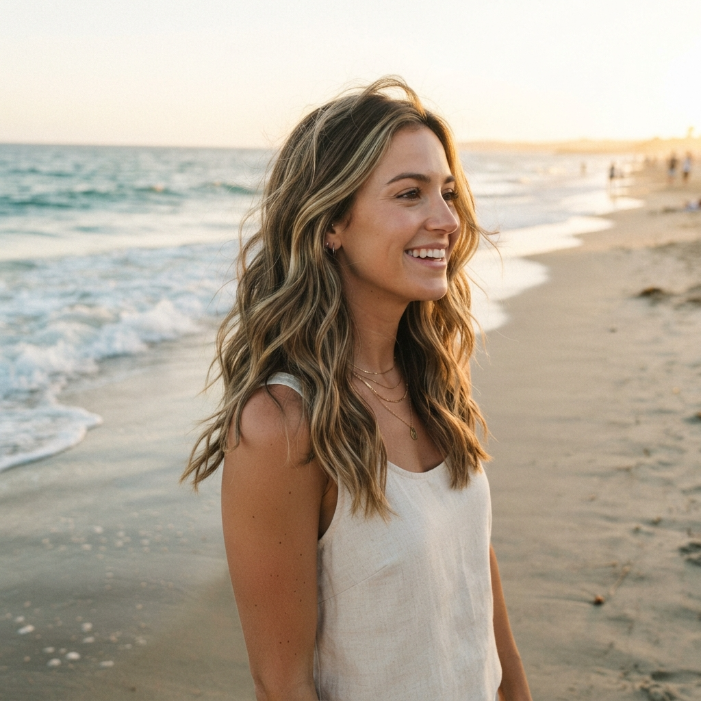 Sandy Blonde Highlights for a Beachy Look