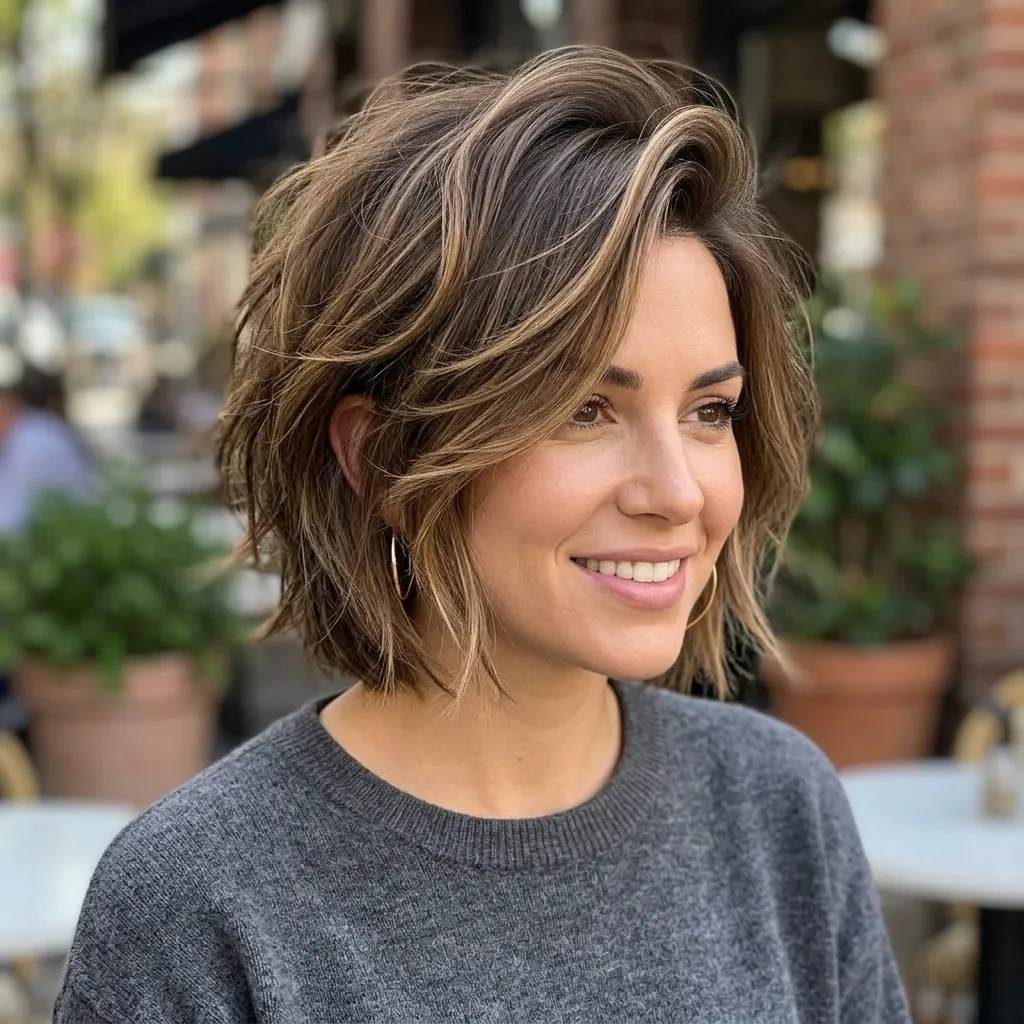 Short Shag with Side-Part Volume