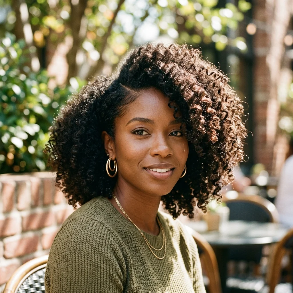 Side Part Curly Afro
