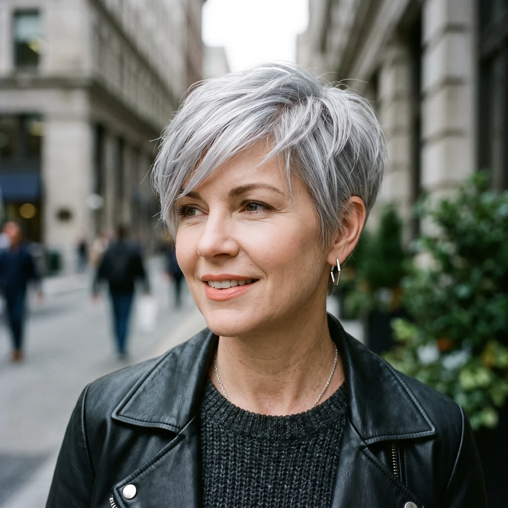 Silver Grey Pixie Cut