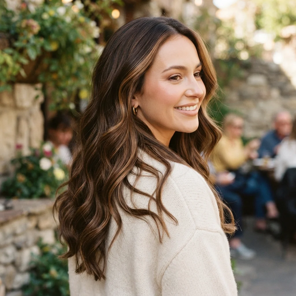 Soft Caramel Highlights with Loose Waves