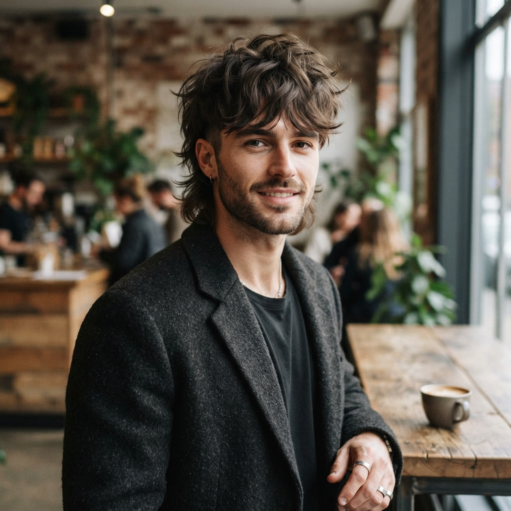 Thick Hair Wolf Cut for Men
