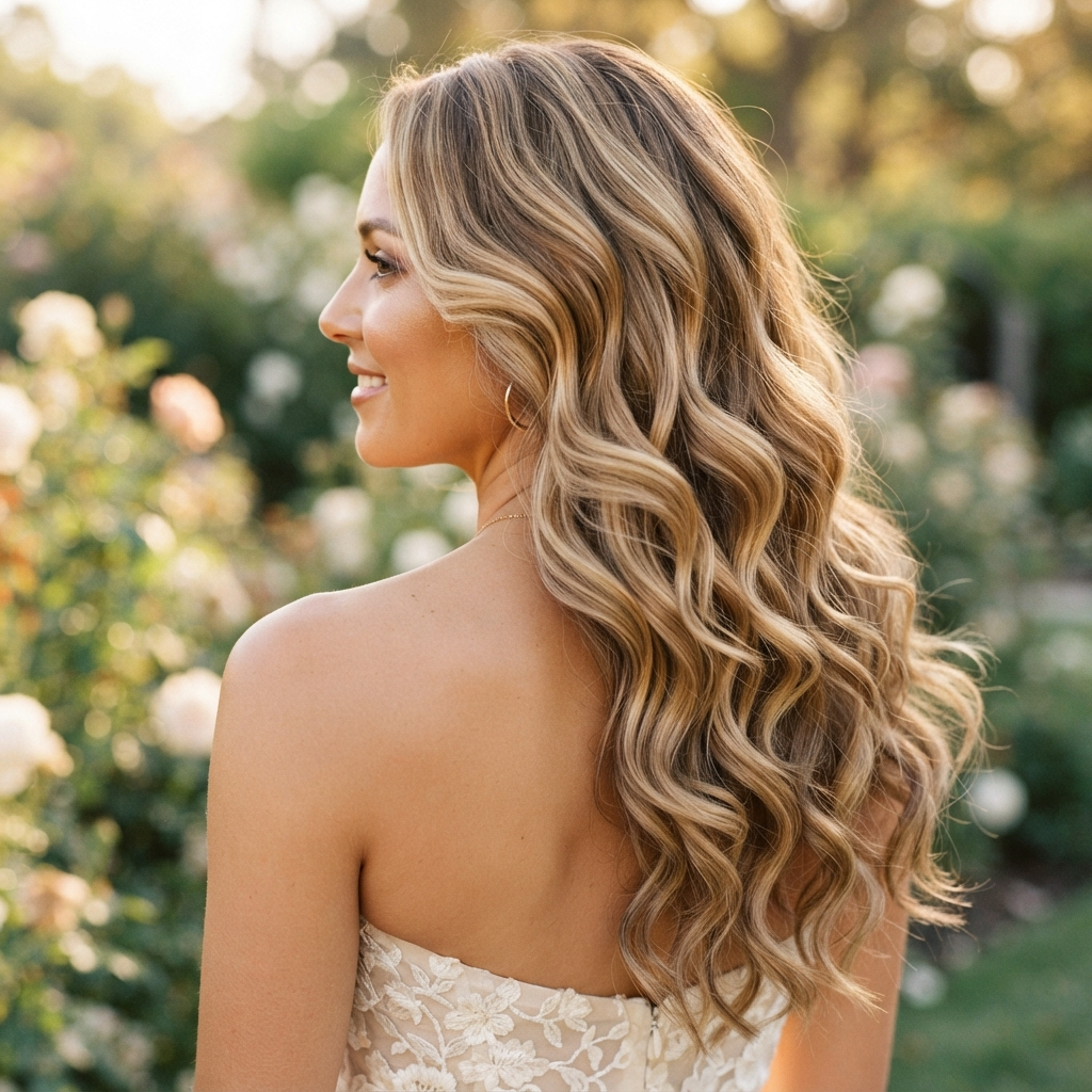 Warm Blonde Highlights with Loose Curls