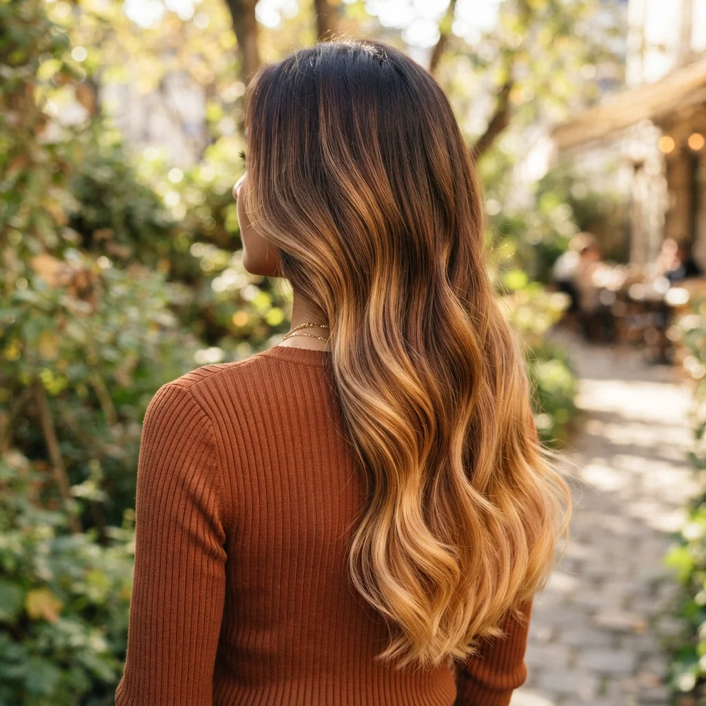 Warm Caramel Ombre Highlights