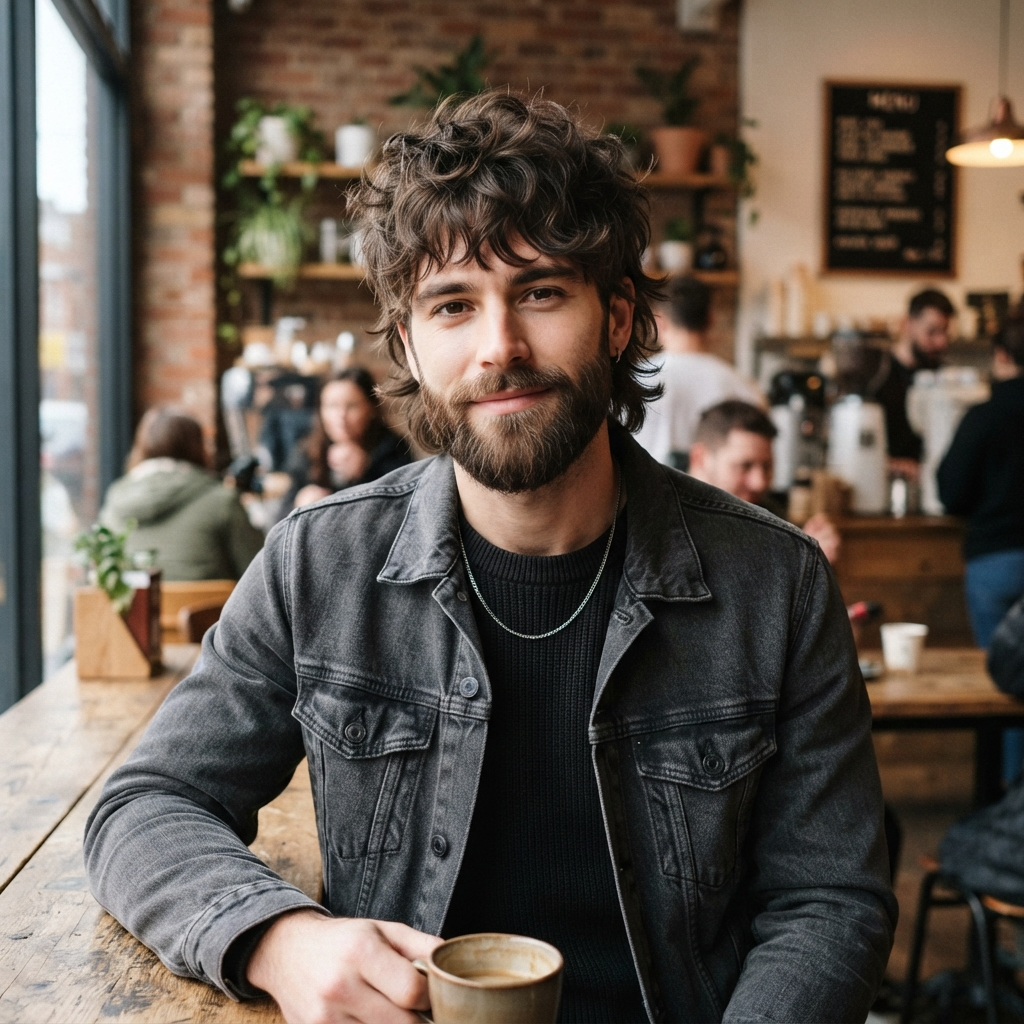 Wolf Cut for Men with Beard