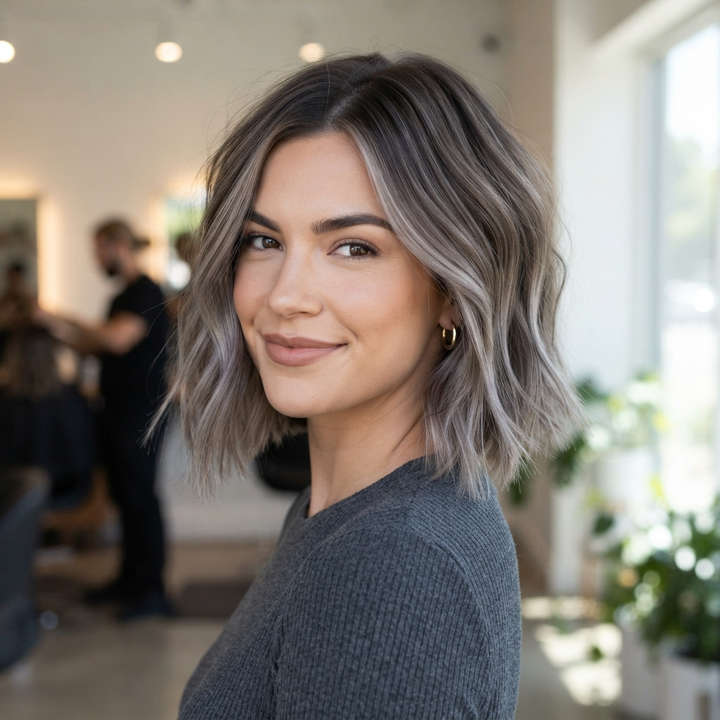 Ash Brown Balayage for Short Hair