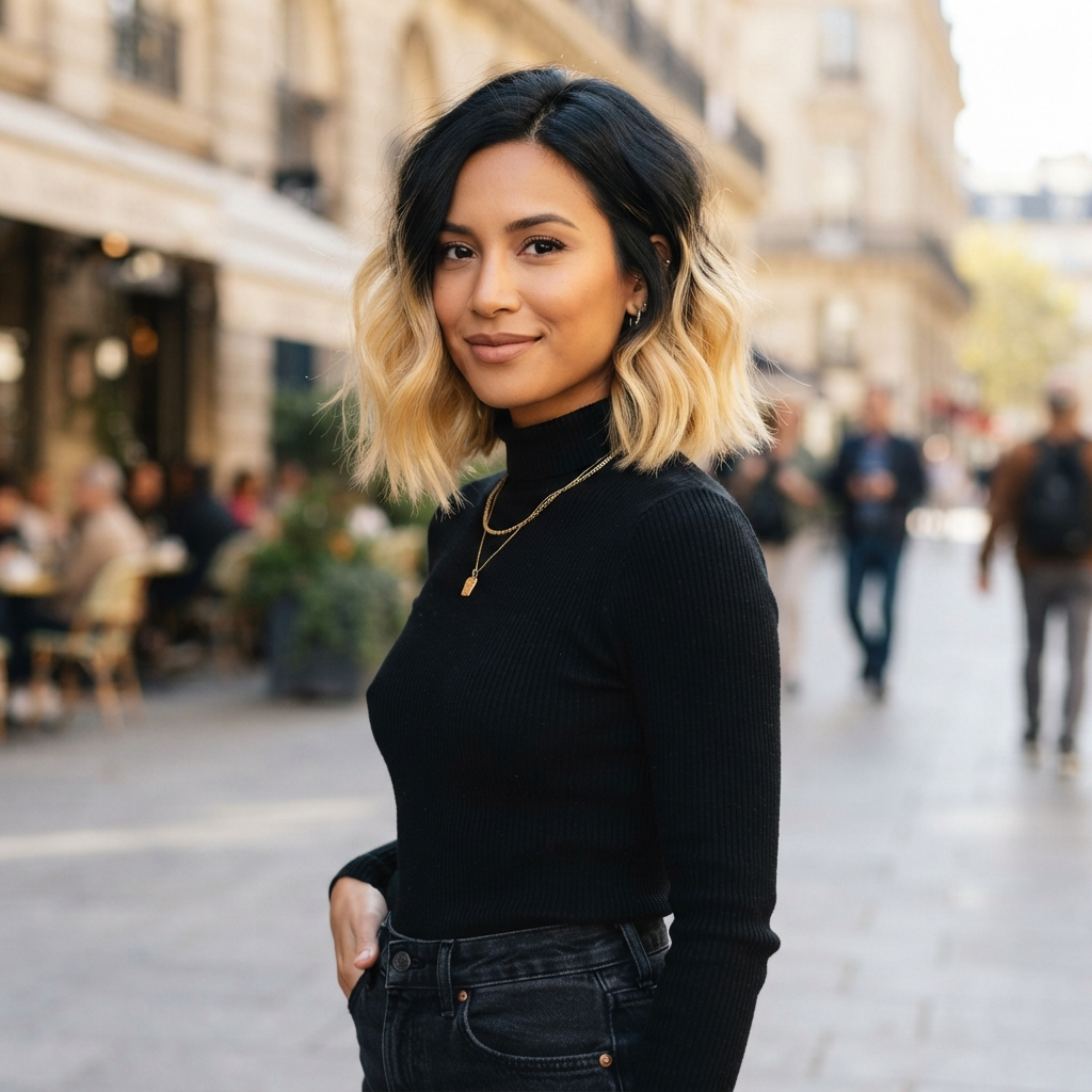 Black to Blonde Ombre Bob
