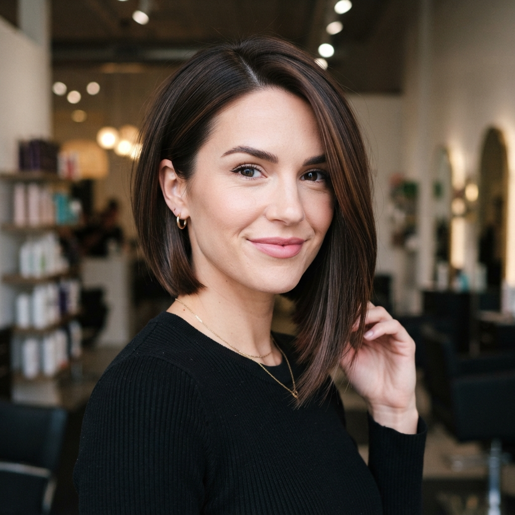 Brown Asymmetrical Bob