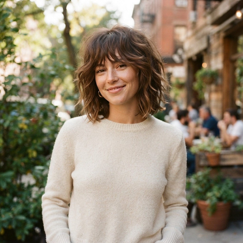 Brown Shaggy Bob