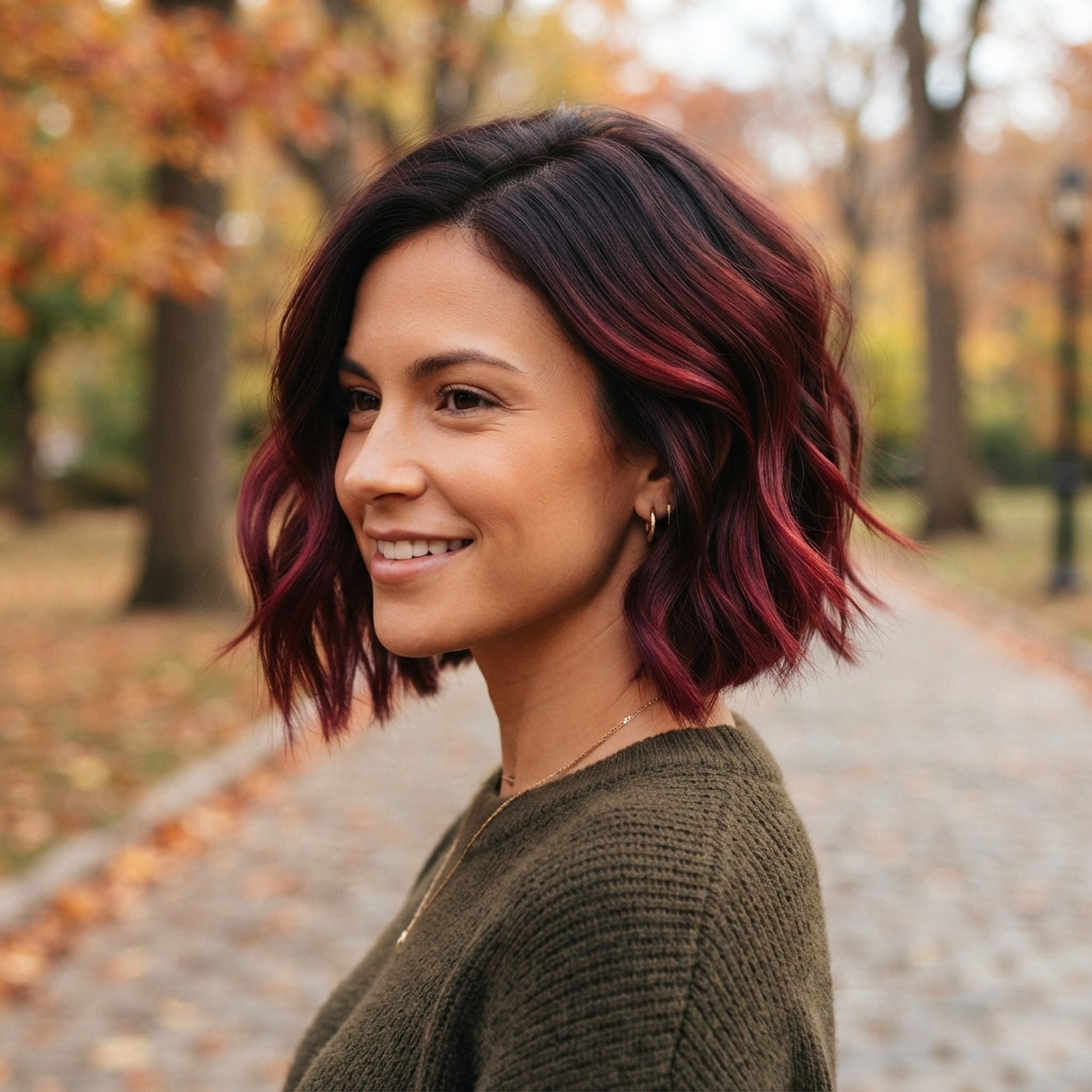 Burgundy Ombre Short Hair