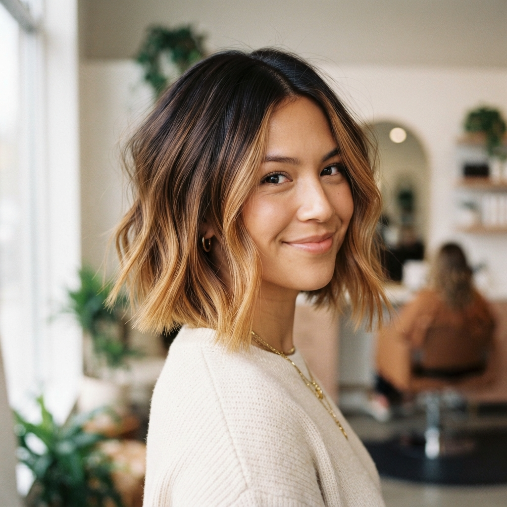 Caramel Ombre Short Hair