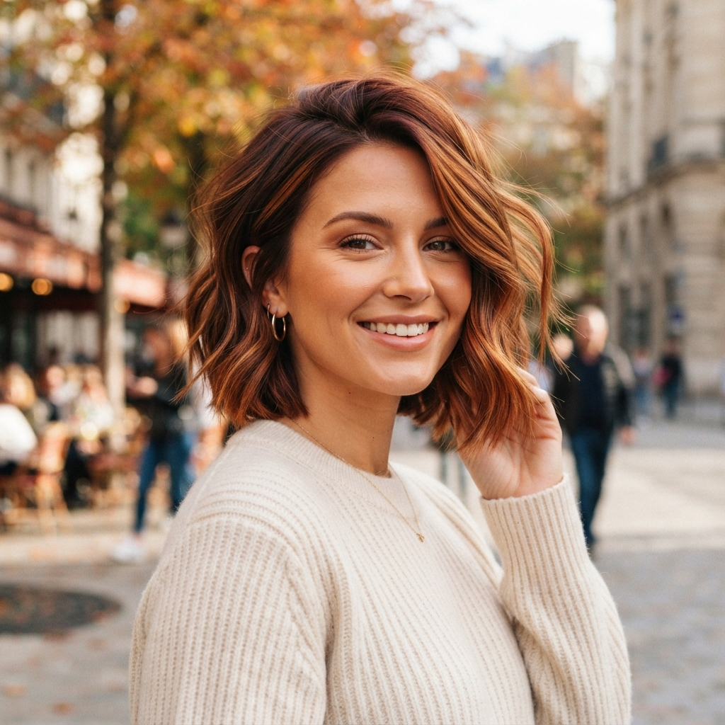 Copper Balayage on Short Hair