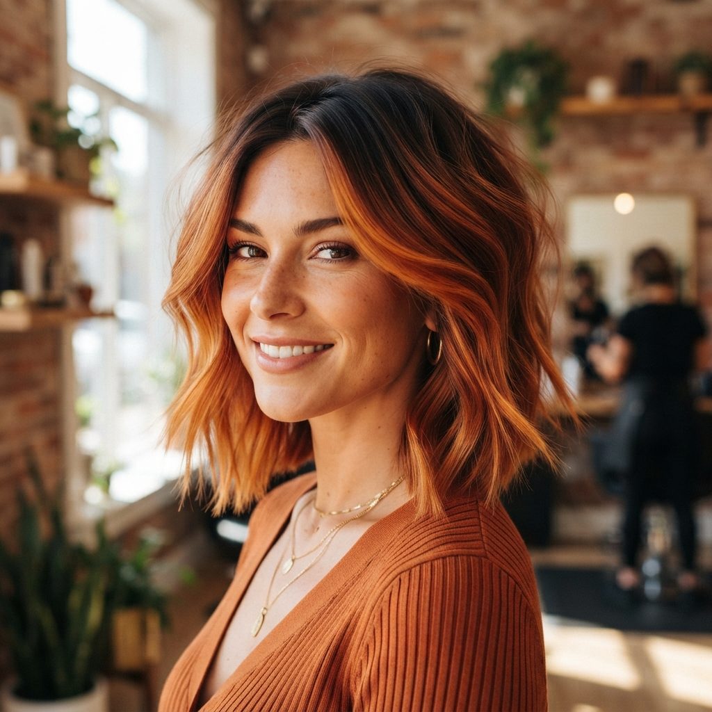 Copper Ombre Layered Bob