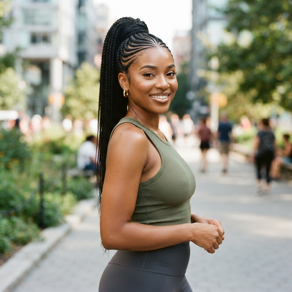 Cornrow Braids into a High Ponytail