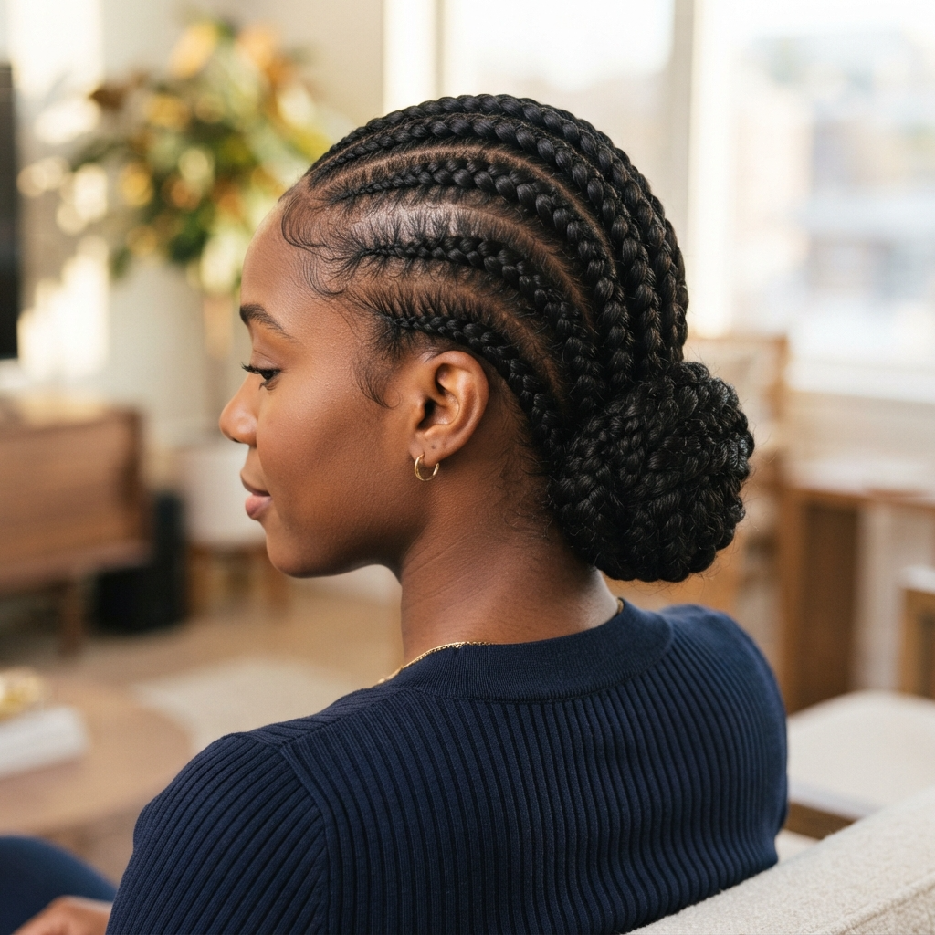 Cornrow Braids into a Low Bun