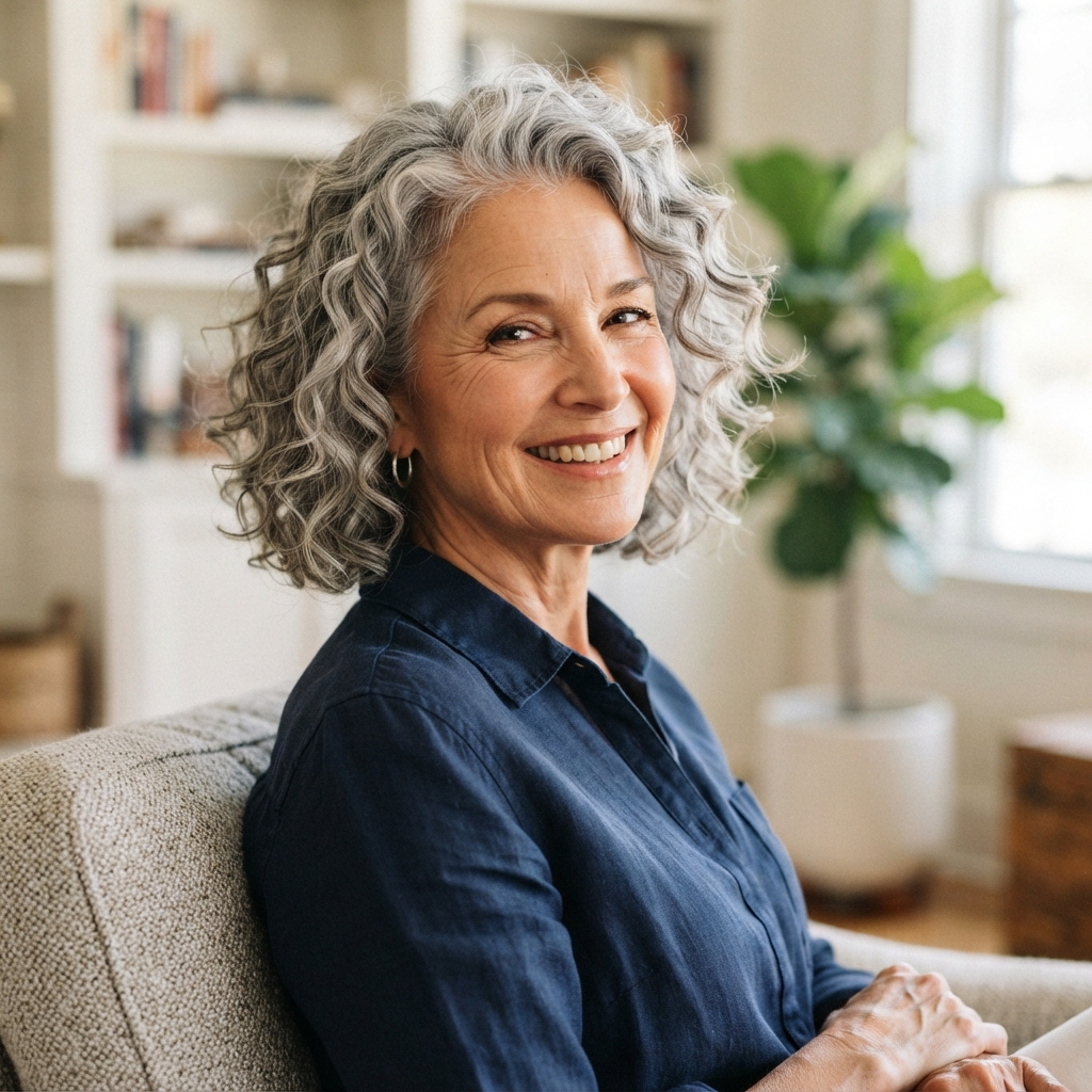 Curly Gray Bob