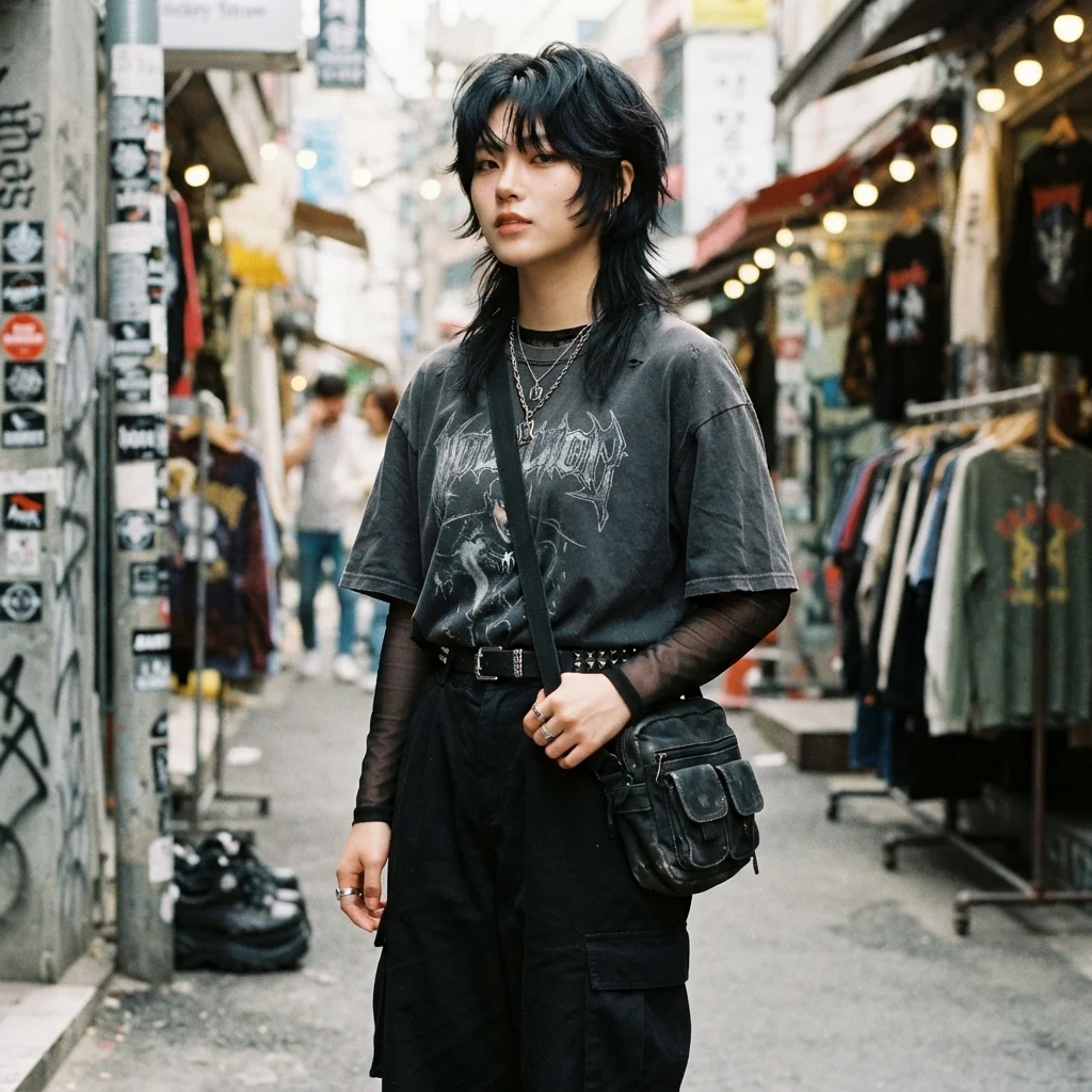 Edgy Korean Wolf Cut
